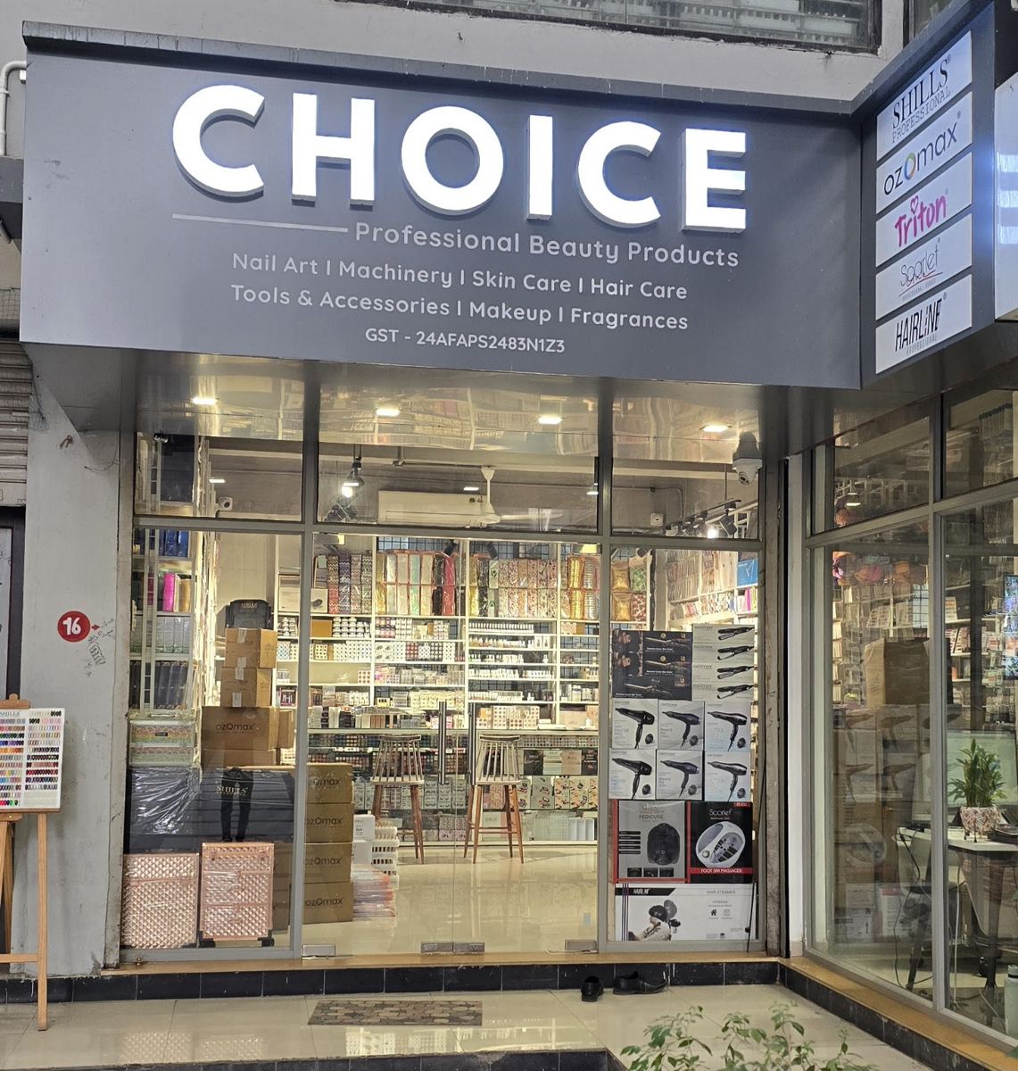 Choice professional beauty products showroom at Galaxy Mall, Nehrunagar, Ahmedabad